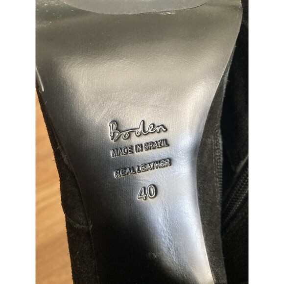 Boden Suede Platform Booties 40 Heels Black Tie Lace Boho Dark Romantic Gothic - Picture 10 of 12